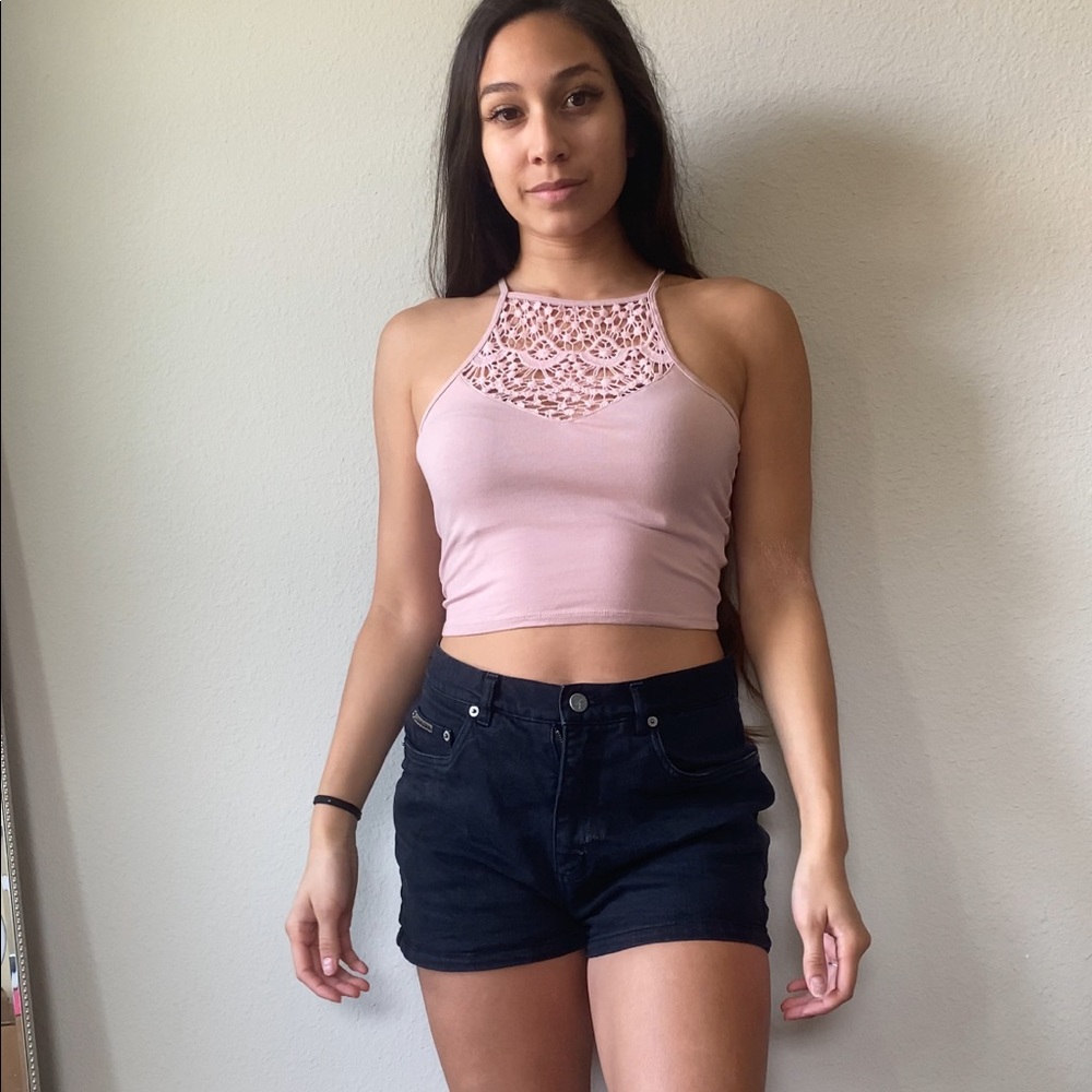 Light Pink lace crop top